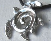 NECKLACE - Sea Turtle Necklace Totem Sterling Silver Spiral Necklace - Silver Sea Turtle Pendant - Unique Handcrafted Turtle Jewelry