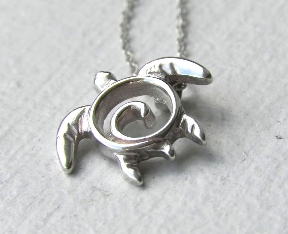 Sea Turtle Necklace - Turtle Necklace - Sea Turtle Pendant - Handcrafted Swirl Turtle Sterling Silver Jewelry - Turtle Totem - Ocean Jewelry