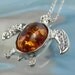 NECKLACE - Sea Turtle Amber Necklace - Sterling Silver Baltic Amber Necklace - Sea Turtle Jewelry - Ocean Inspired