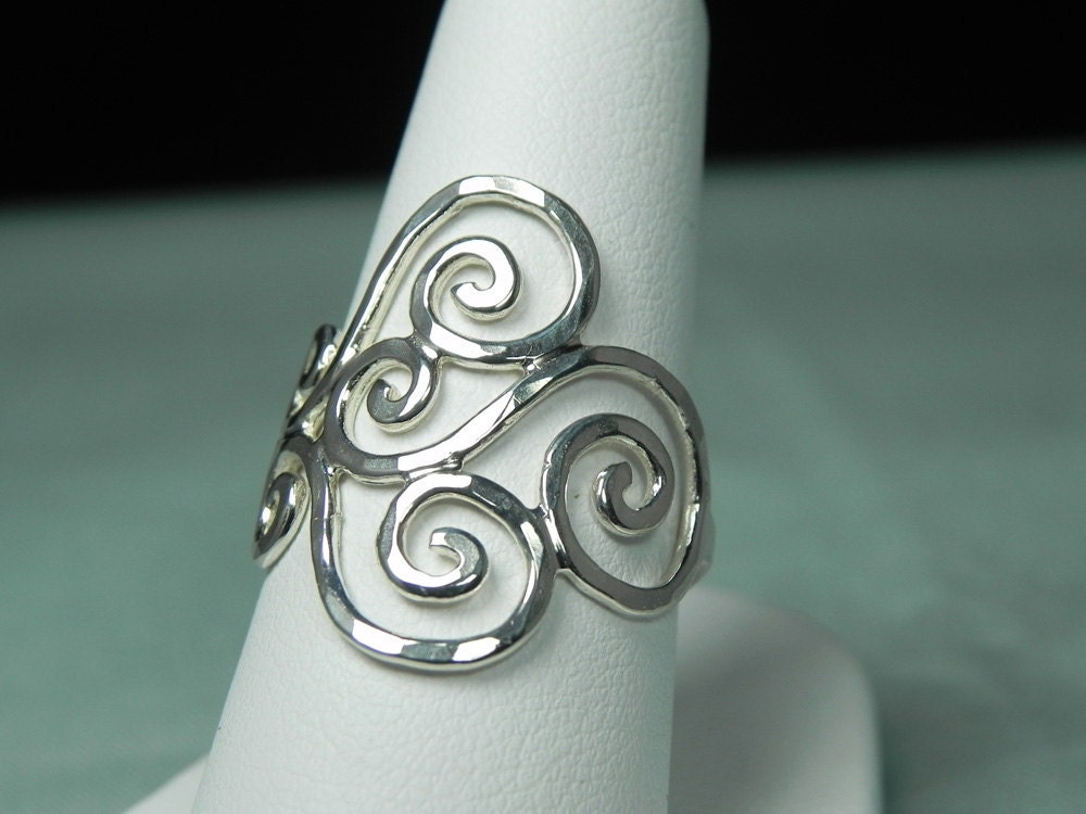 RING - Swirl Ring - Spiral Ring - Wave Ring - Sterling Silver Spiral Swirl Ring - Unique Handcrafted Silver Artisan Swirls Ring