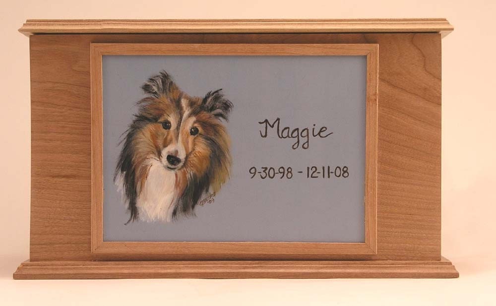 Double Pet Urn Memorial Box (Cherry)