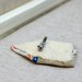 Creamy Soft Linen Vintage Fabric House brooch pin with tiny stitched doors and windows