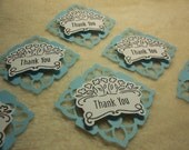 6 Piece Set of Very Adorable Thank You Double Arches Medallion Scrapbook Tags..Gift Tags..Favor Tags..Cupcake Toppers..Card Embellishments