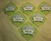 6 Piece Set of Very Pretty Thank You Double Arches Medallion Scrapbook Tags..Gift Tags..Favor Tags..Cupcake Toppers..Card Embellishments