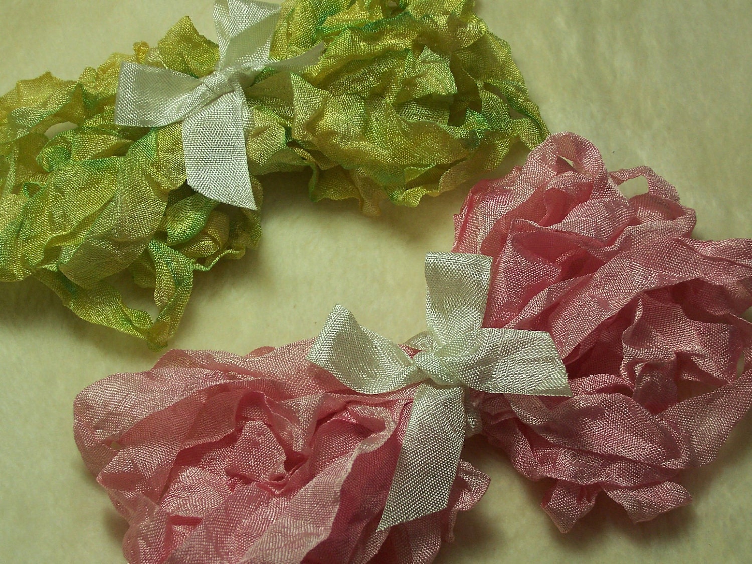 10 Yards of Very Pretty Secret Garden Shabby Chic Vintage Hand Dyed Crinkled Ribbon