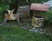 Fairy Wishing Well, Miniature Gnome, Faerie, Elf, Hobbit Rustic Wishing Well