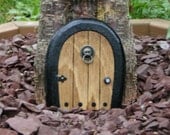 Gnome doors, Fairy Door, Faerie Door, Elf Door,  5 inch rounded with miniature lion knocker.
