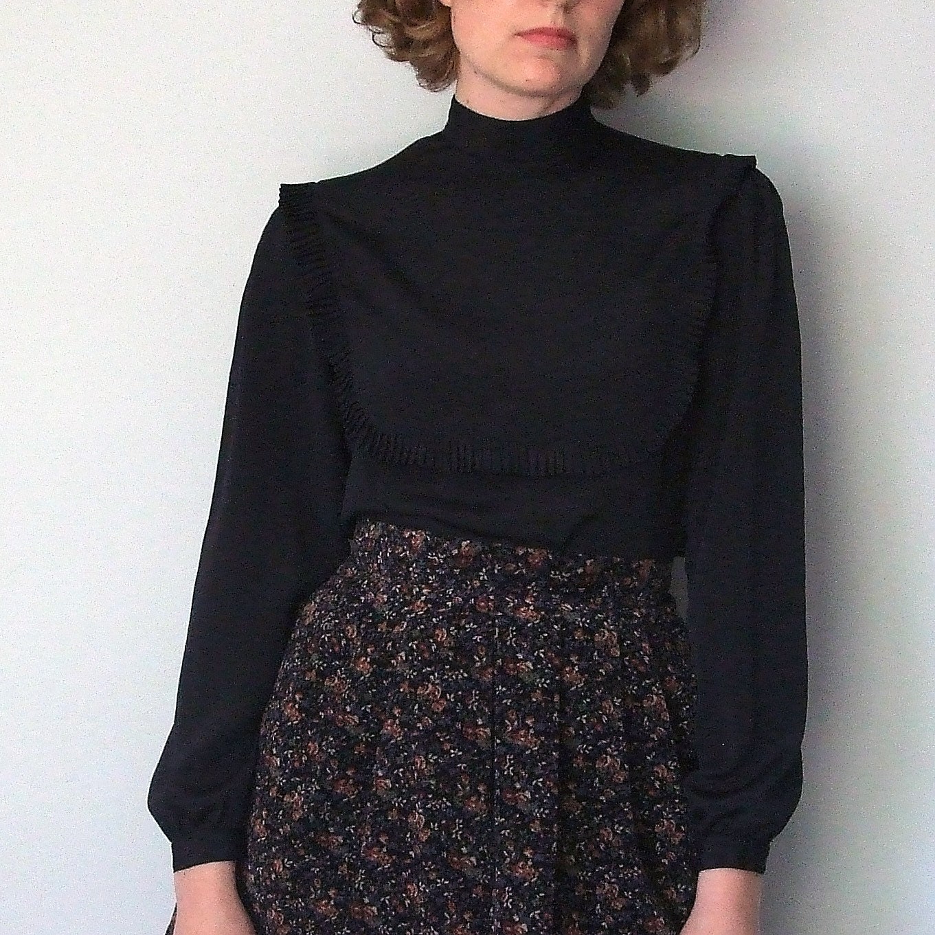 ruffle black blouse