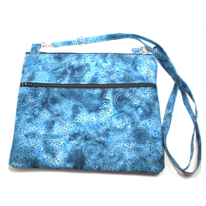 Cross Body Hipster iPad Case iPad Cover Tablet Cover Purse with Adjustable Strap - Blue Batik