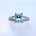 Natural AAAA Blue Aquamarine 9x7mm 1.91 Carat set in 14K white gold diamond (.30ct) Engagement ring.0702