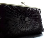 Black Satin Button Clutch - Size Large - Ready To Ship