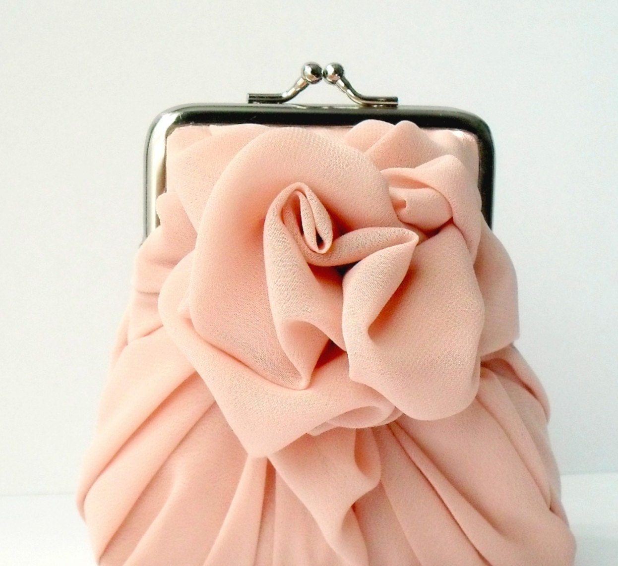 RESERVED For NinaBelina - Pinkish Skin Tone Chiffon Rose Purse - Small