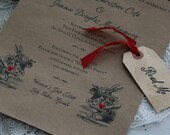 Alice in Wonderland WEDDING INVITATION -  Scroll Wedding Invitation - Vintage, Unique - Boxed