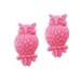 hot pink small vintage plastic owl cabochons, 2 pcs