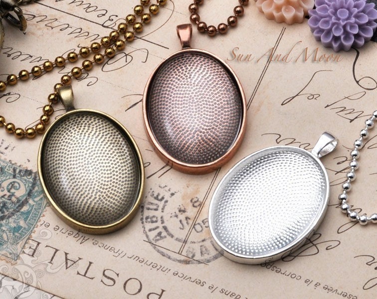 20 Large Oval Pendant Trays - 30x40mm Oval Pendant Blanks - Bezel Cabochon Settings - 3040T