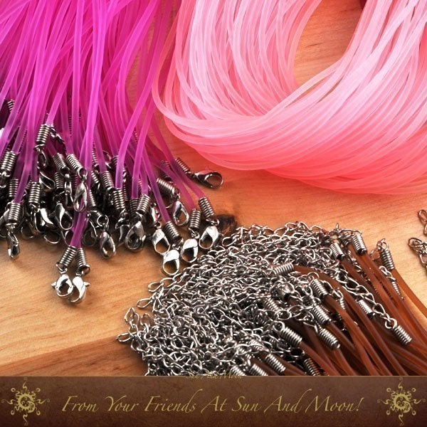 50 Rubber Necklace Cords - Rainbow Mix