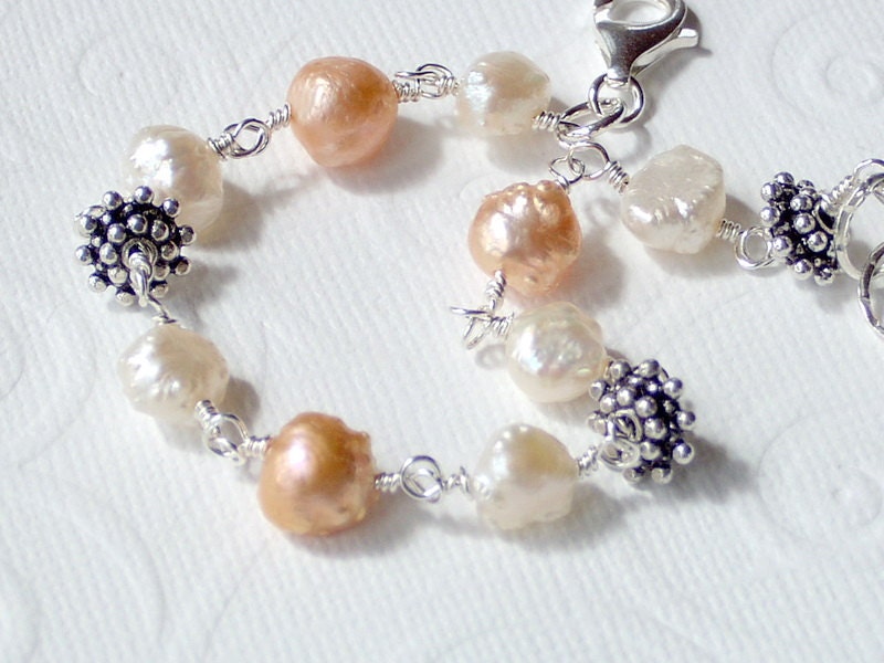 Freshwater Druzy Pearl Sterling Silver Bracelet
