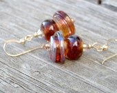 Lampwork Bead Swarovski Crystal Gold Filled Dangle Earrings