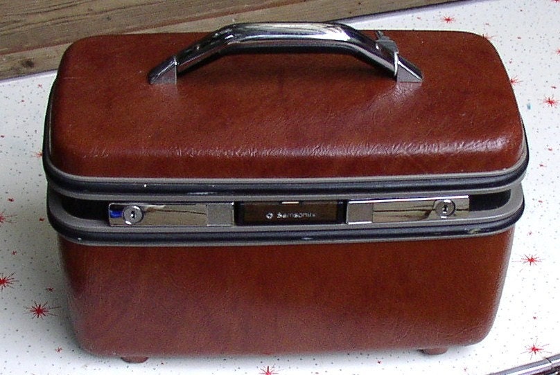 Vintage SAMSONITE SUITCASE, Silhouette cosmetic case, carryall, cinnamon vinyl, Weekender