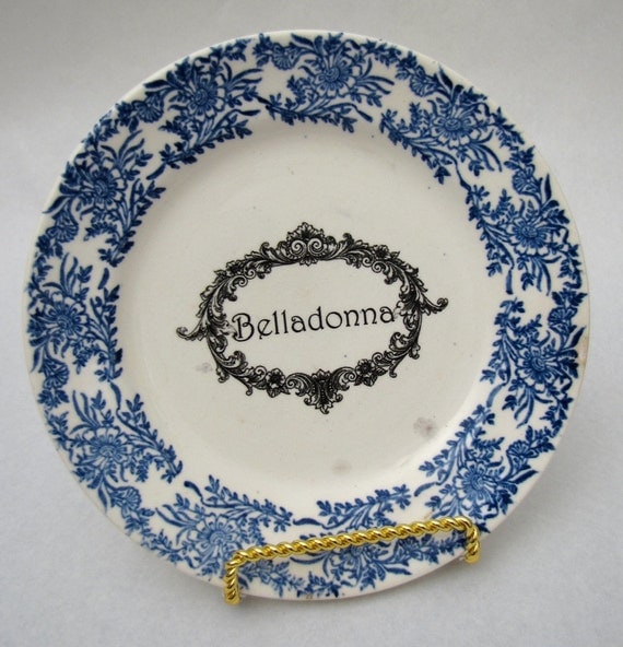 Vintage Belladonna Poison Plate Flow Blue Belladonna apothecary label Dark Shadows