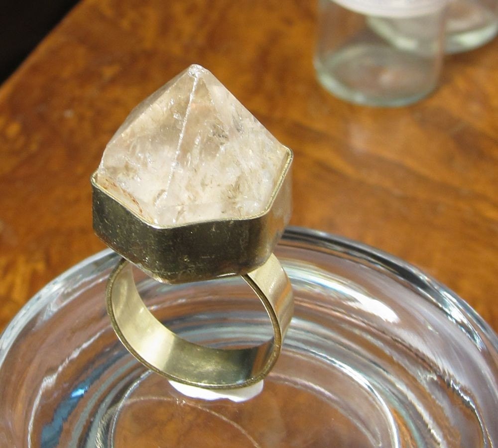 Quartz crystal ring Natural rock point ring by Chase and Scout OOAK