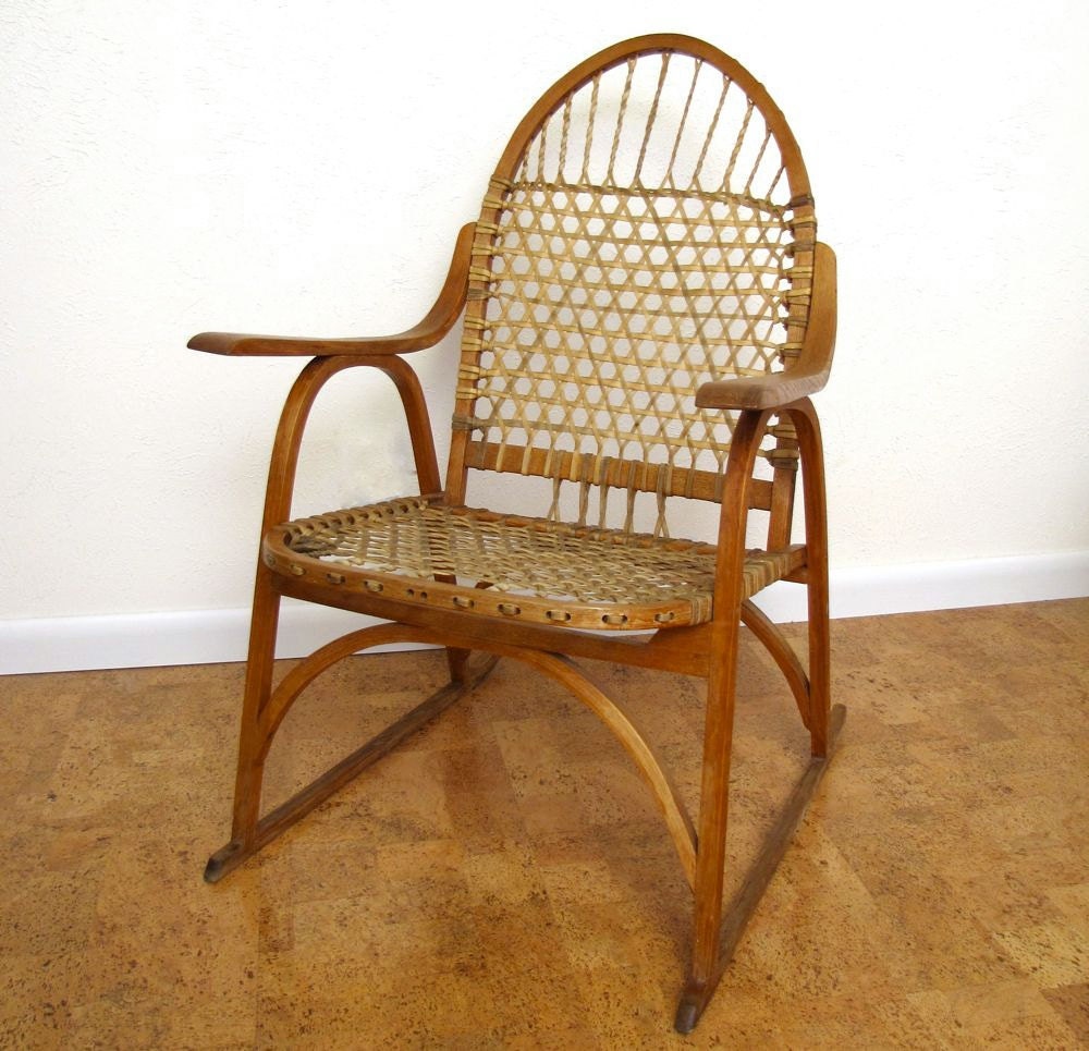 Vintage Mid Century Chair Primitive Adirondack Snow Shoe Lodge Chair Moonrise Kingdom