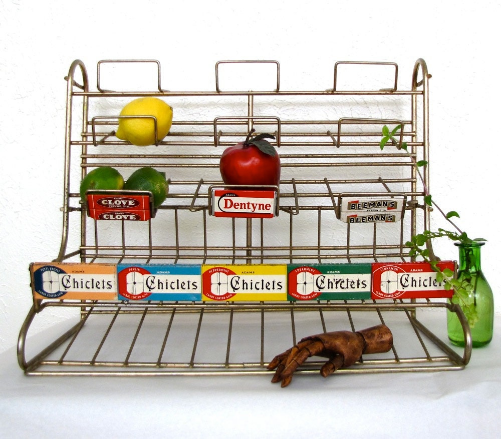 Vintage Wire Display Rack Adams Candy Gum Advertising Industrial decor Storage