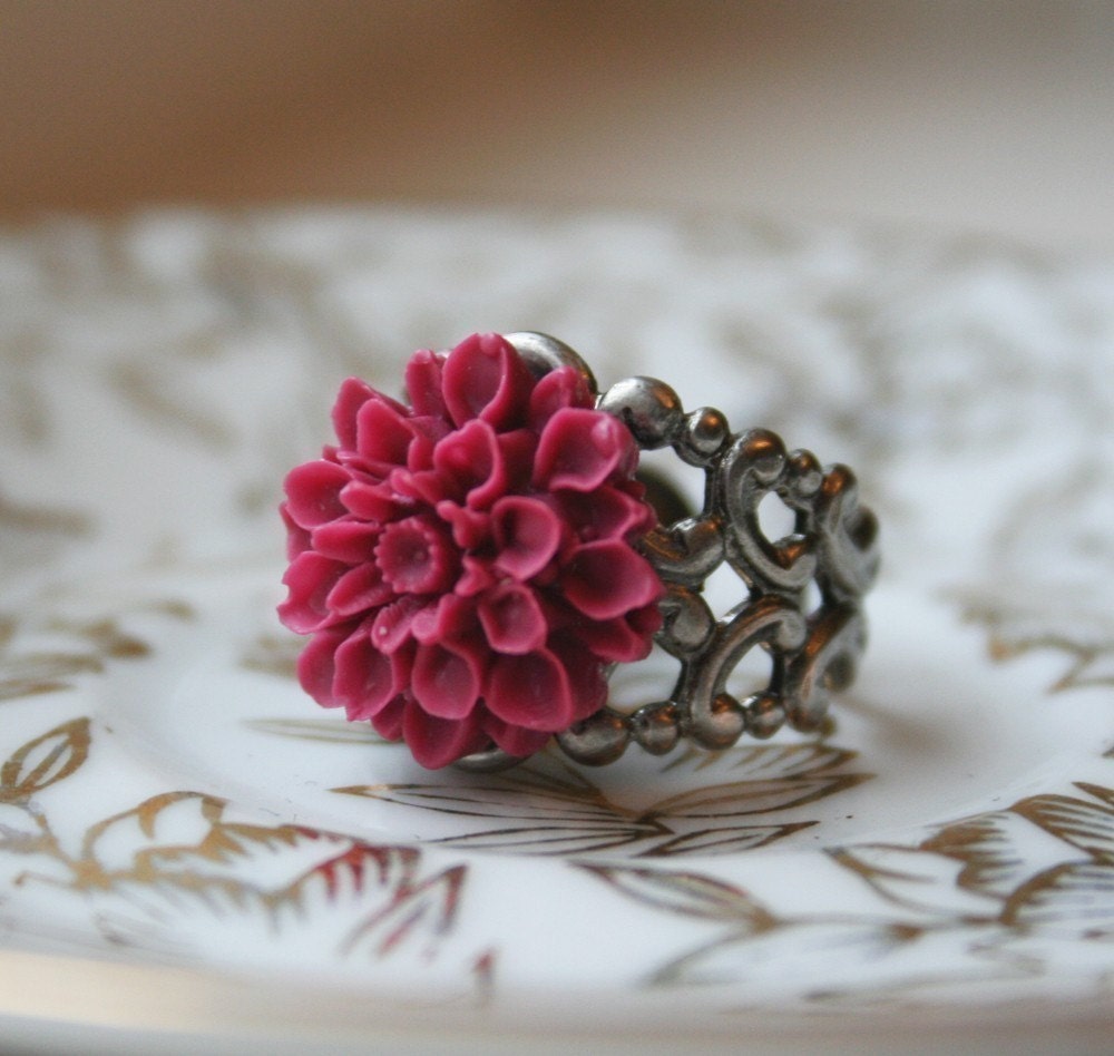 Flower Ring... "Raspberry Sorbet"