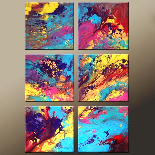 6pc Abstract Canvas Art Set - 36" Contemporary Original Modern Art by Destiny Womack - dWo - Heaven Bound ON SALE