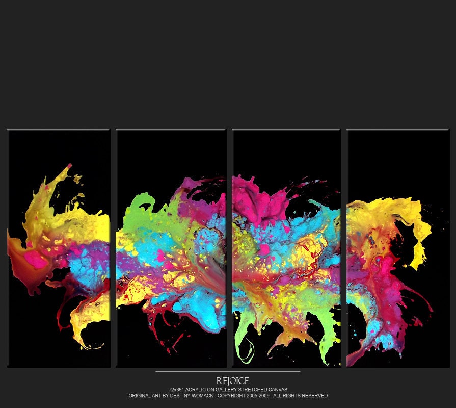 4pc Abstract Canvas Art Painting - 72x36 Contemporary Original Modern Art by Destiny Womack - Ready to Ship - dWo - Rejoice