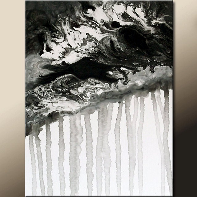 Black & White Abstract Canvas Art 18x24 Original Contemporary Modern Paintings by Destiny Womack - dWo - Fading Memories