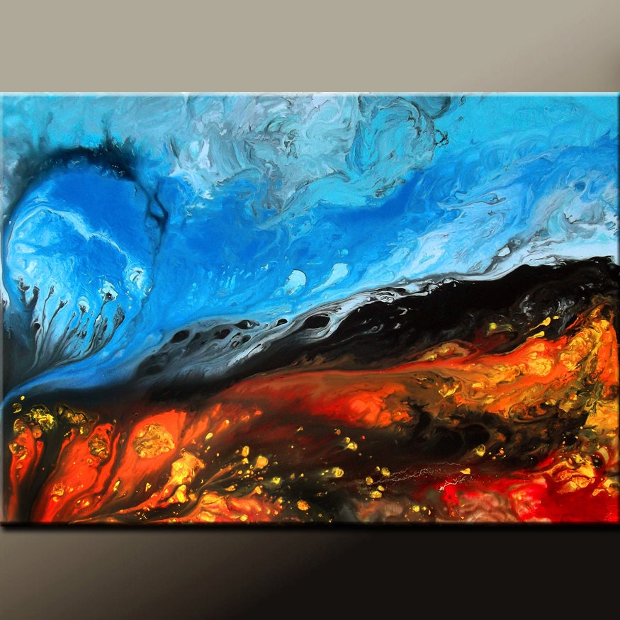 Abstract Art Painting on Canvas 36x24 Original Modern Contemporary Art by Destiny Womack - dWo - Heaven & Hell