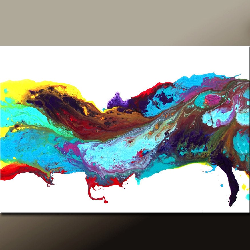 Abstract Painting 36x24 Original Contemporary Canvas Art by Destiny Womack - dWo - At the Rainbows End