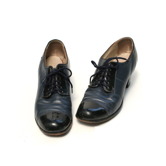 black and blue oxfords