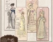 Jane Austen Quotes Booksmarks Gifts for Her jane Austen Regency Gifts