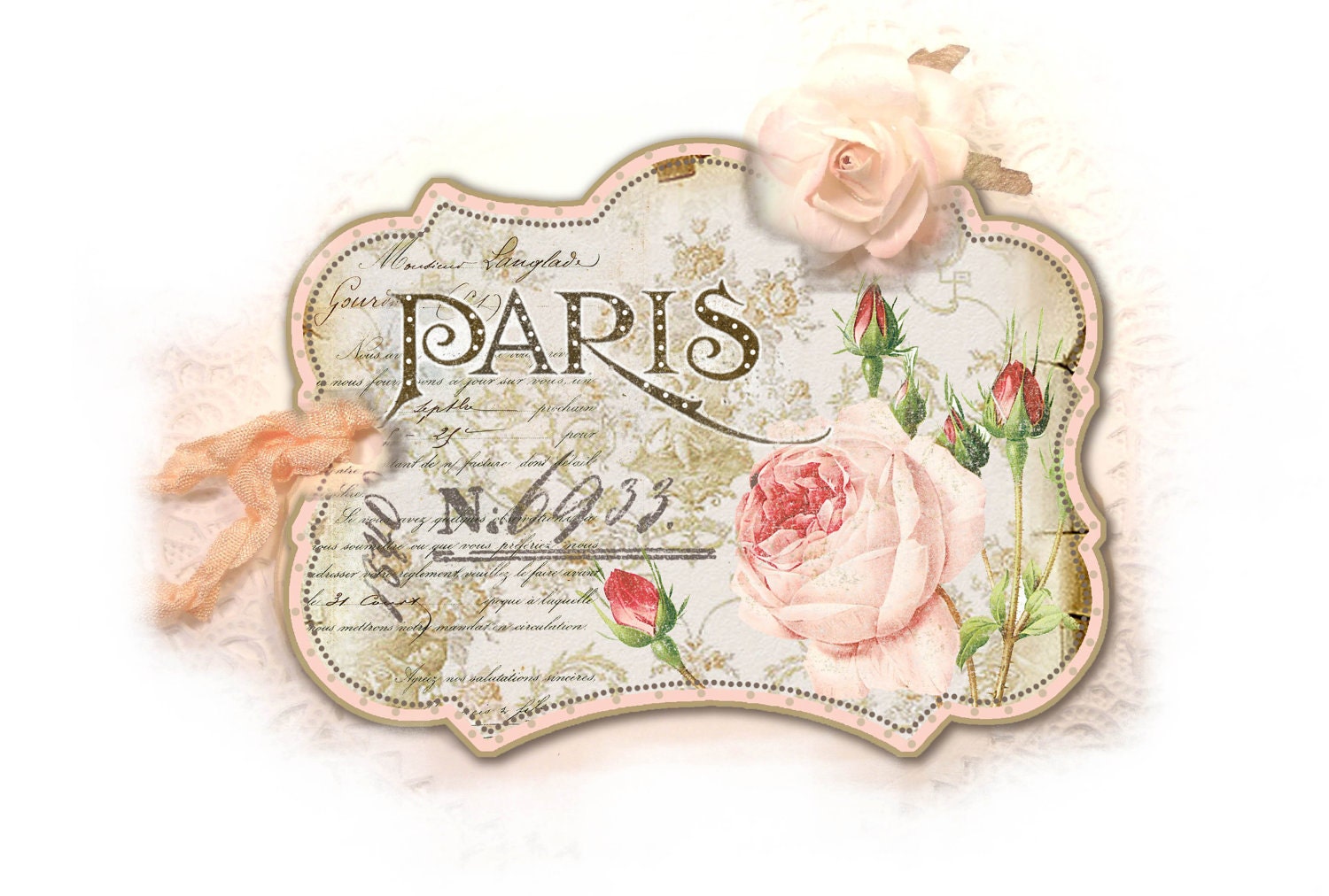 Pink Paris Tags, Paris Rose Tag, Pale Pink Parisian Redoute Rose, Gift Tag, Paris Pink, Shabby Chic, Soft Pale Pink - lacegrl130