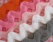 10 Yds 5/8-inch Ric Rac Trim -PINK ORANGE GRAY - 2 Yds Each Orange, Candy Pink, Light Pink, White, and Gray