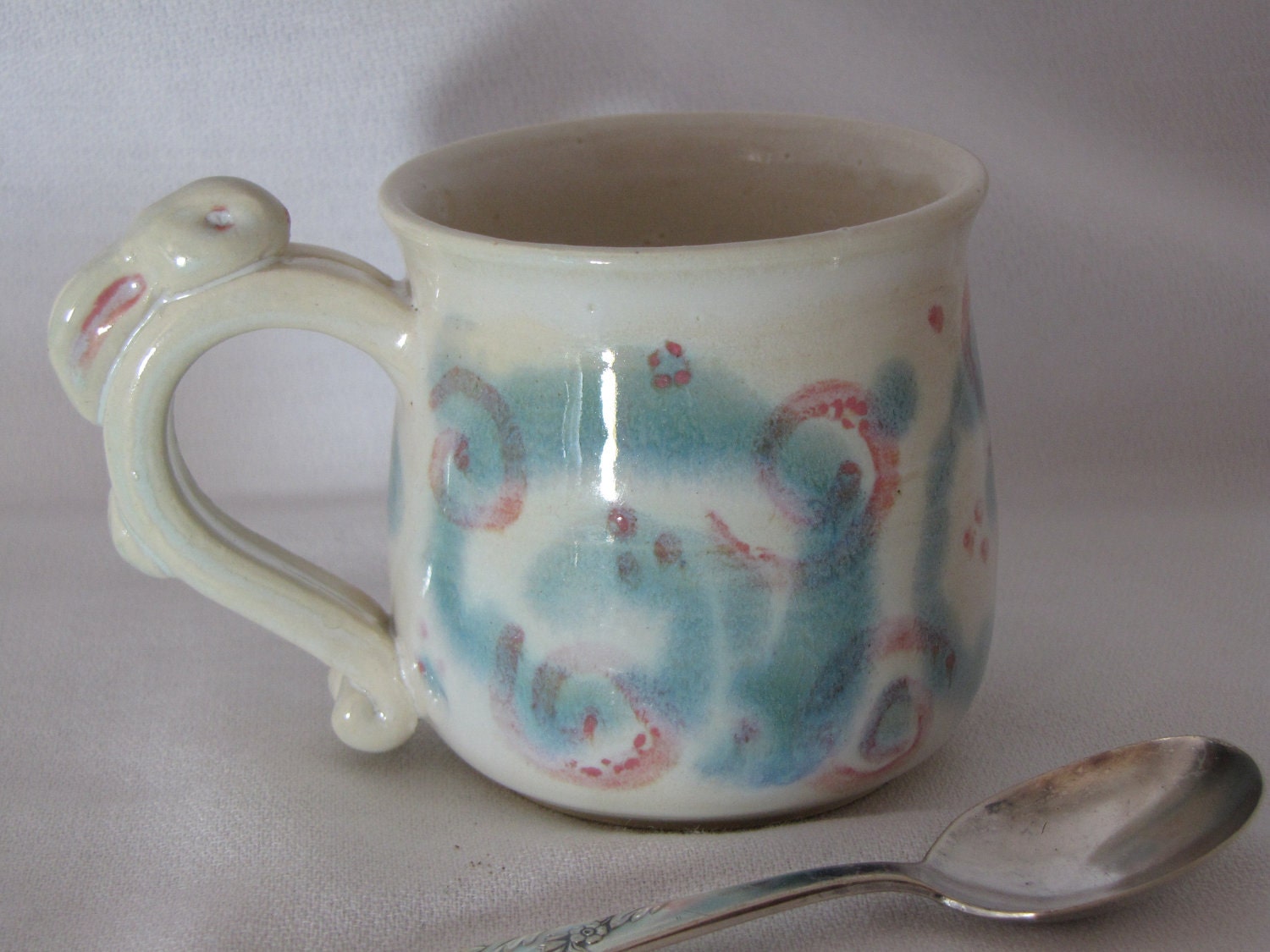 SMALL Pottery Mug With Bunny Rabbit Handle