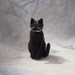 READY FOR ADOPTION Needle-Felted Sitting Kitty with aqua bow (61512b)