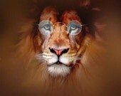 lion art, WISE KING of beasts, aslan, narnia, judah, leo, wildlife art, signed painting print