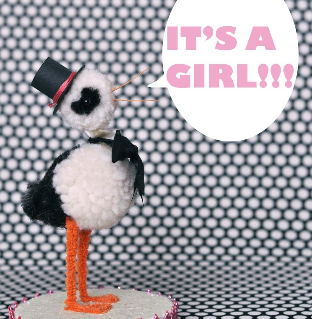 LAST ONE - SALE - Stork Baby Shower Cake Topper or Keepsake