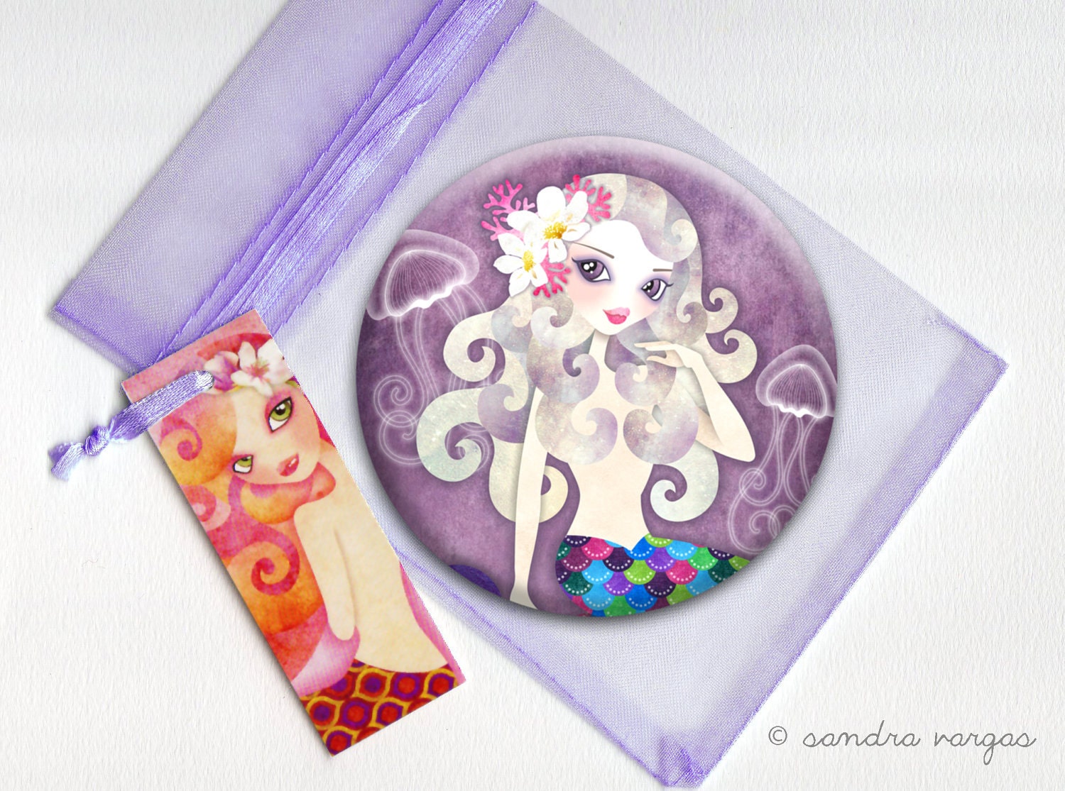 Amethyste Mermaid Series 3.5 in Pinback Button