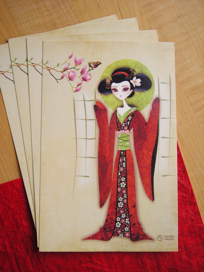 Sakura Girl Oversized Postcard Print
