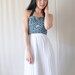 Blue Tiny Floral Cutout Bralet - Halter Neck - Peek-a-boo - Cropped Top - S