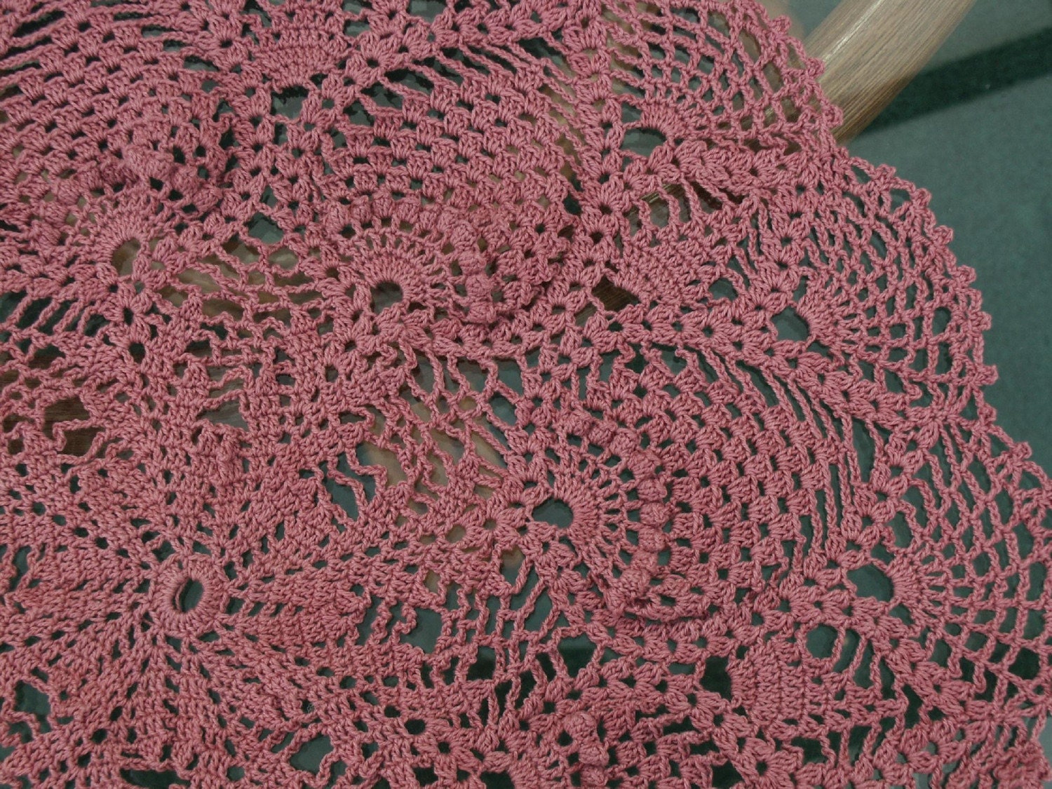 Large Crocheted Cotton Mauve Pineapple Doily