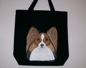 Reusable canvas tote with Brown and white papillon