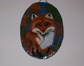 Red Fox oval slate (hand painted)