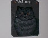 Persian Cat Welcome Slate