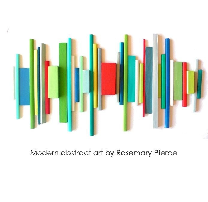 modern abstract painted wood wall sculpture - 32x 16 - by Rosemary PIerce