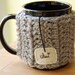 Personalize Chai Love Mug Cozy Crochet Light Grey Tea Cup Cosy - Made to Order